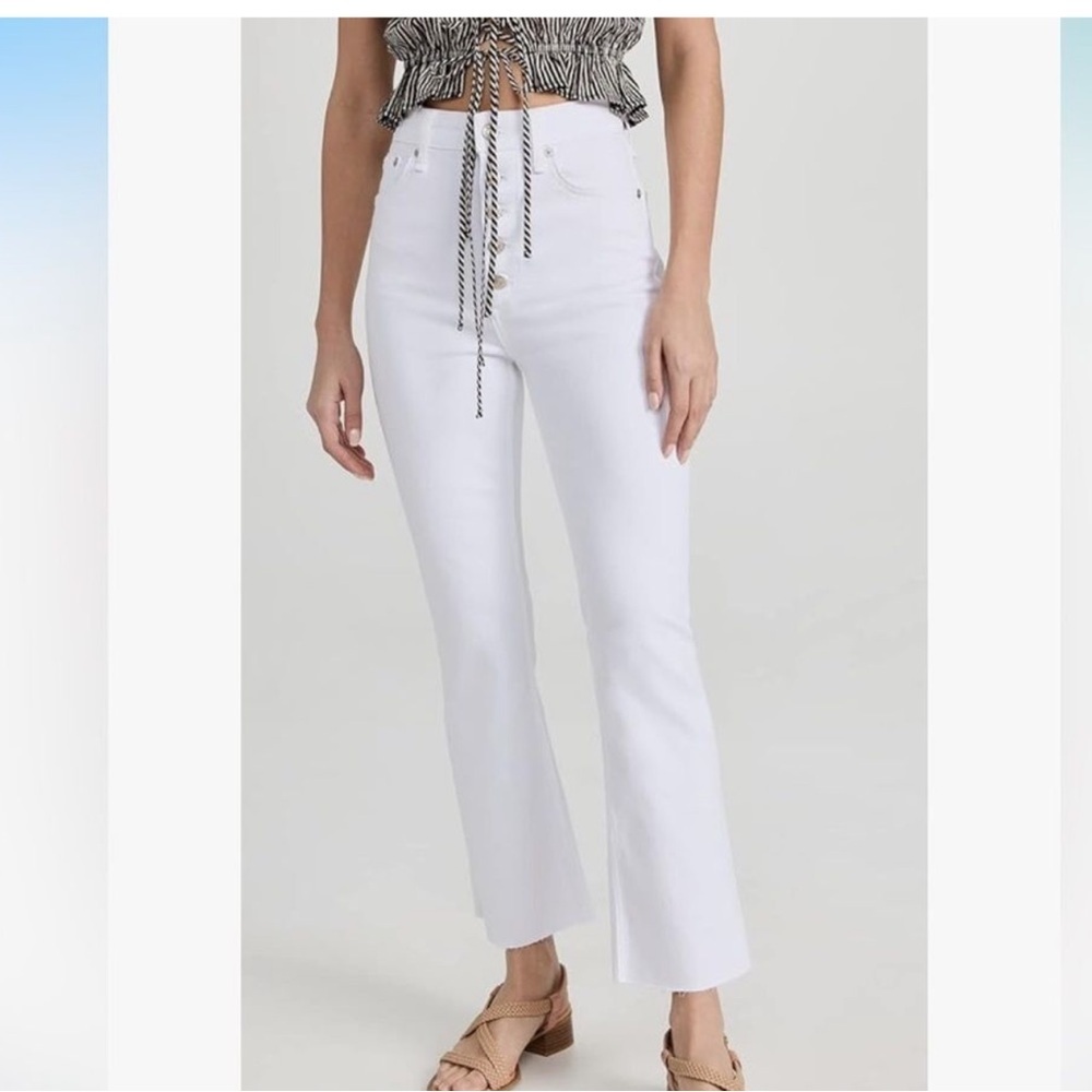 RAG & BONE casey high rise ankle flare jean in optic white 26